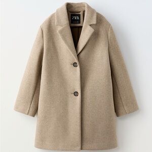 ZARA Kids FELT TEXTURE COAT - TAN MARL